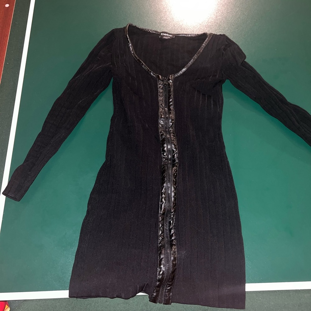 Bebe Thick Sweater Mini Zip Dress